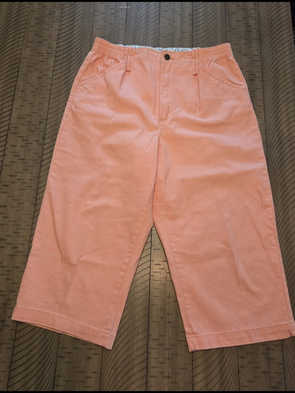 Lee Coral Pink Cotton Shorts with Floral Waistband